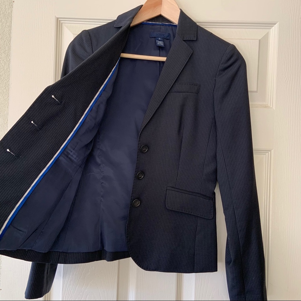 J.Crew Women's navy pinstripe blazer